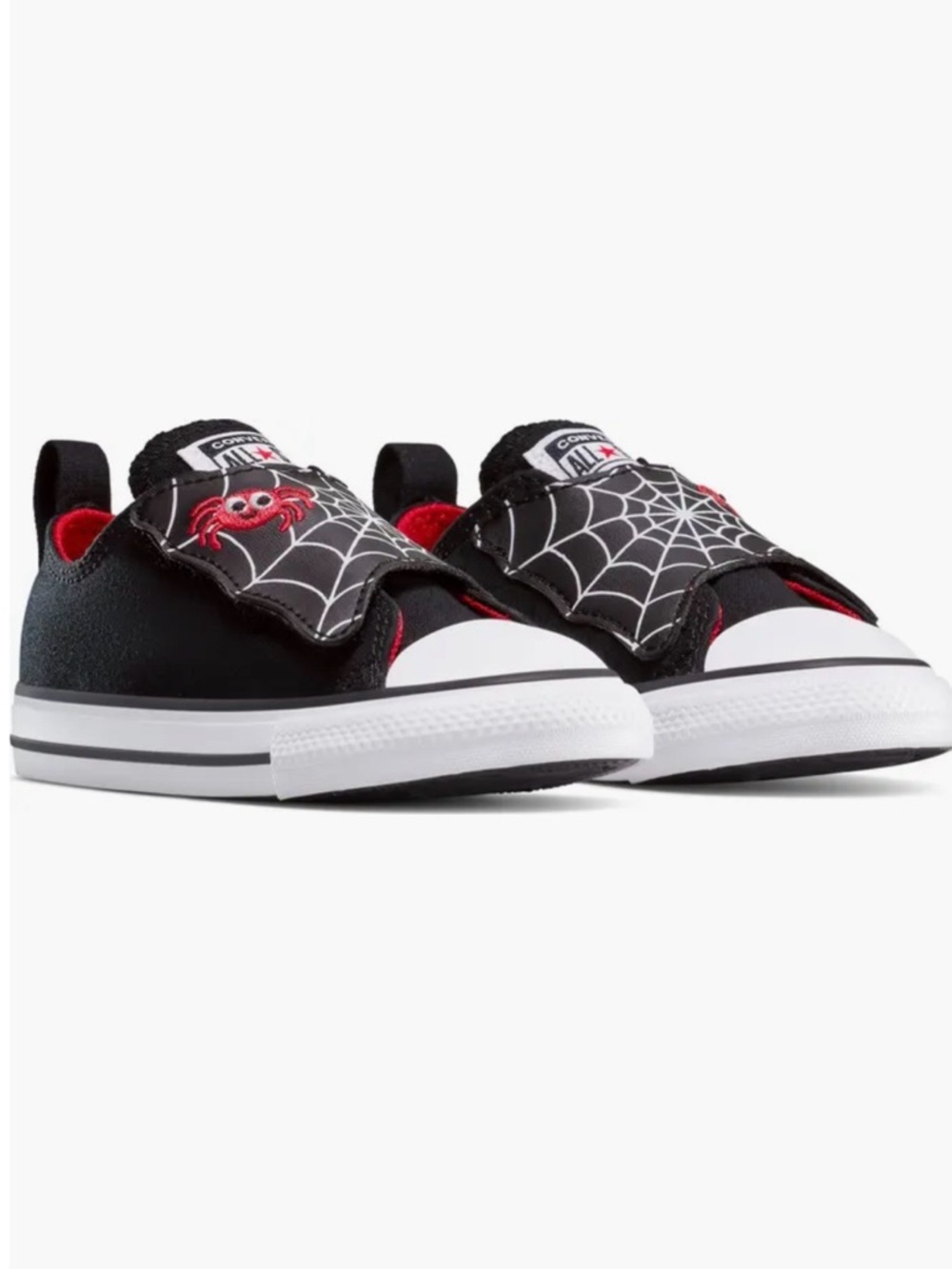 Converse Kids Black and Red Spider Web Low-Top Sneakers